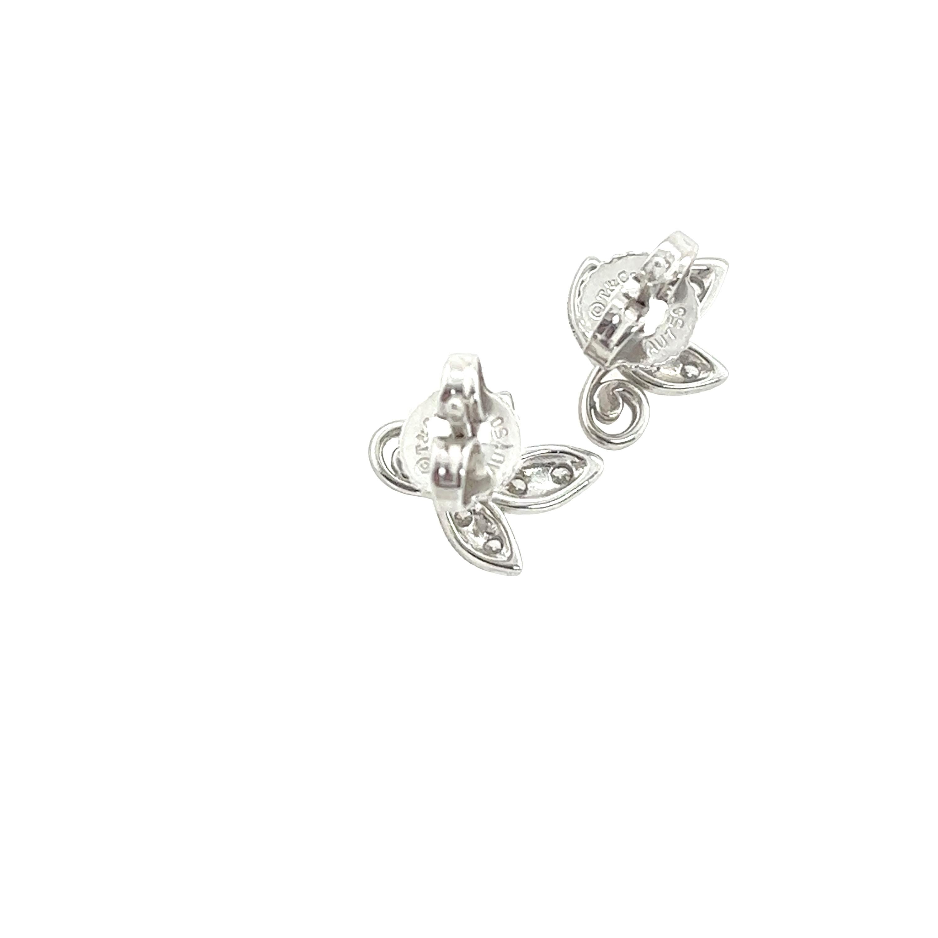 Tiffany & Co.Paloma Picasso 18ct White Gold and Diamond Olive Leaf Stud Earrings For Sale 4