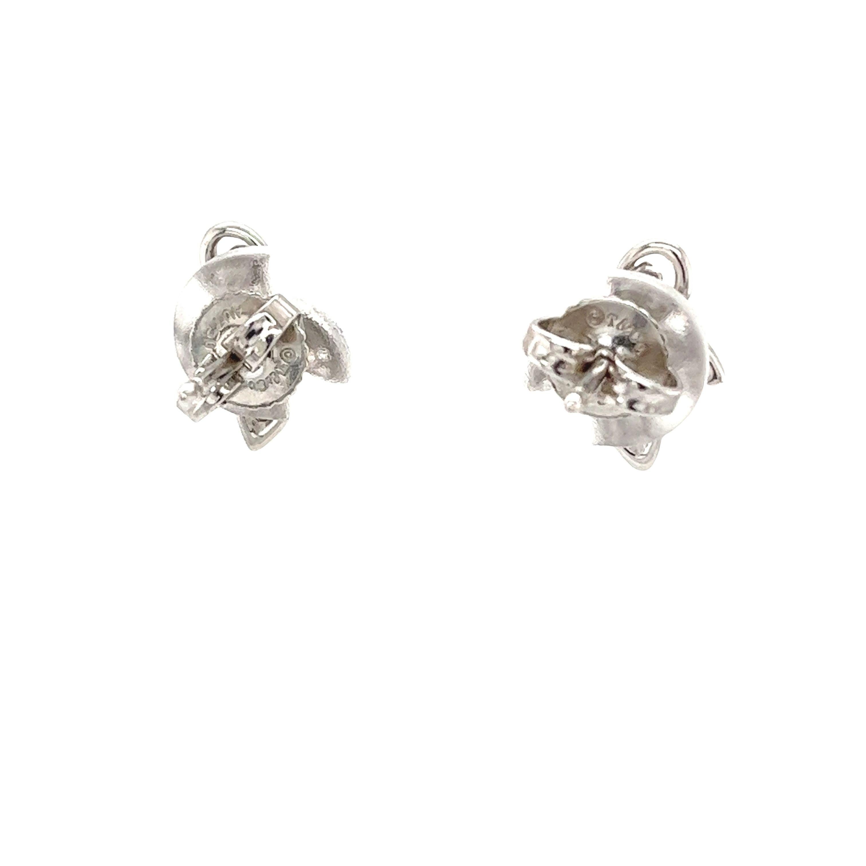 Brilliant Cut Tiffany & Co.Paloma Picasso 18ct White Gold and Diamond Olive Leaf Stud Earrings For Sale