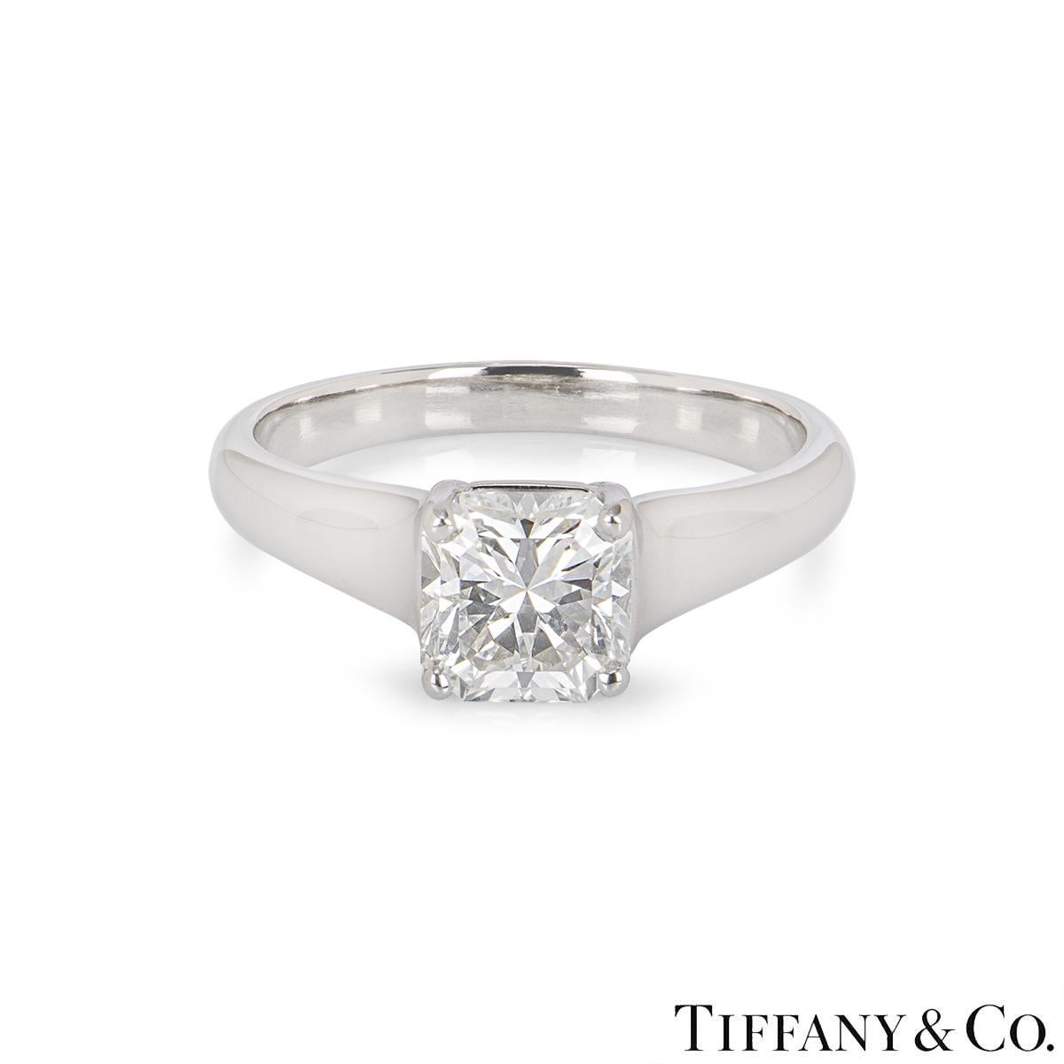Taille radiant Tiffany & Co.Platinum Lucida Cut Diamond Ring 1.61ct H/IF en vente