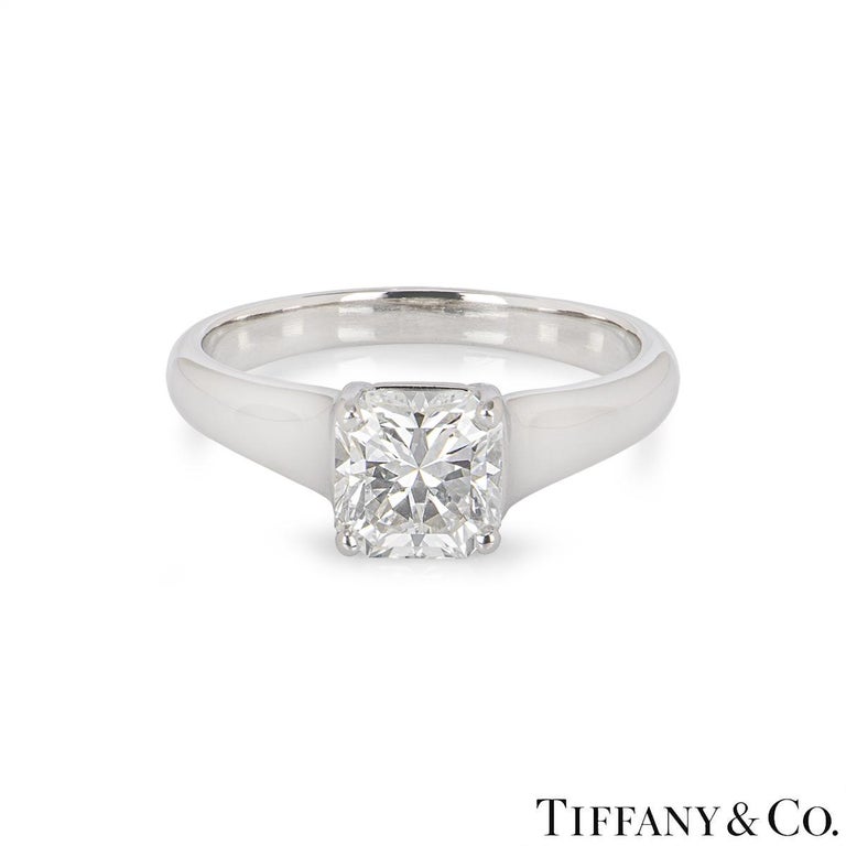 Radiant Cut Tiffany & Co.Platinum Lucida Cut Diamond Ring 1.61ct H/IF For Sale