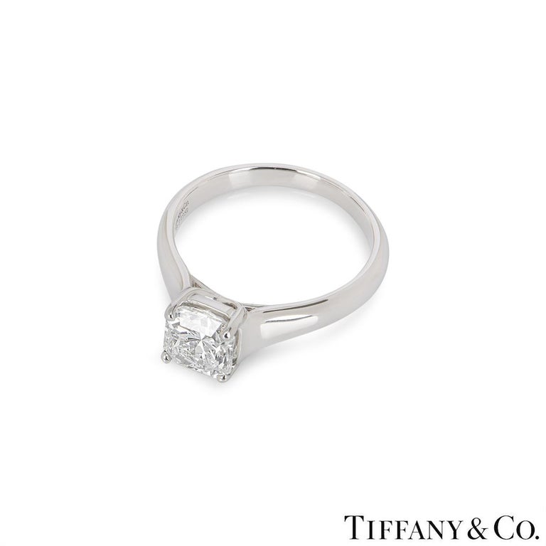 Tiffany & Co.Platinum Lucida Cut Diamond Ring 1.61ct H/IF In Excellent Condition For Sale In London, GB