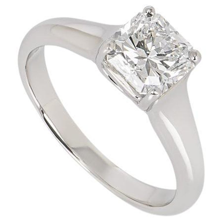 Tiffany & Co.Platinum Lucida Cut Diamond Ring 1.61ct H/IF For Sale