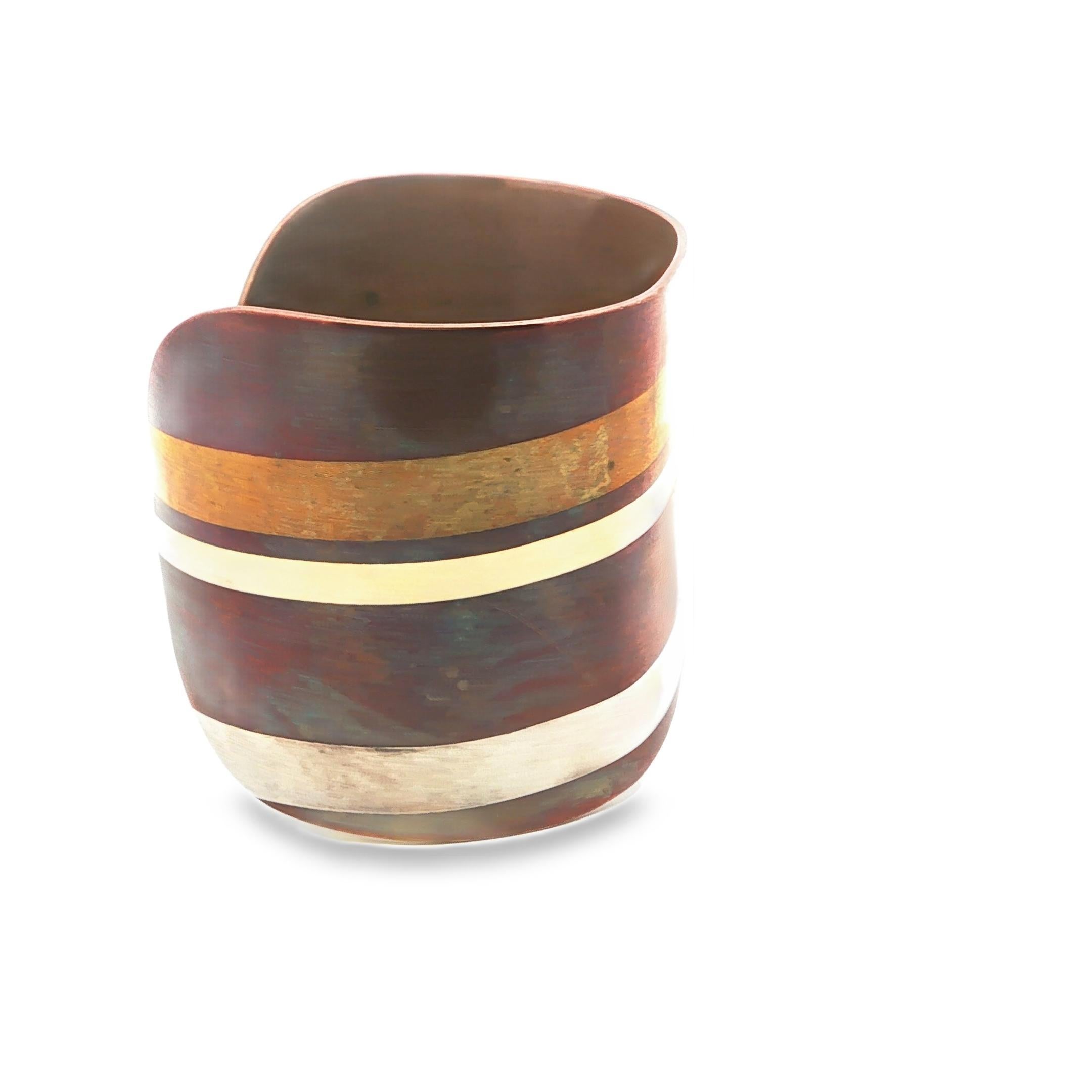 Tiffany Copper Silver Gold Inlay Cuff Bangle In Good Condition In New York, NY