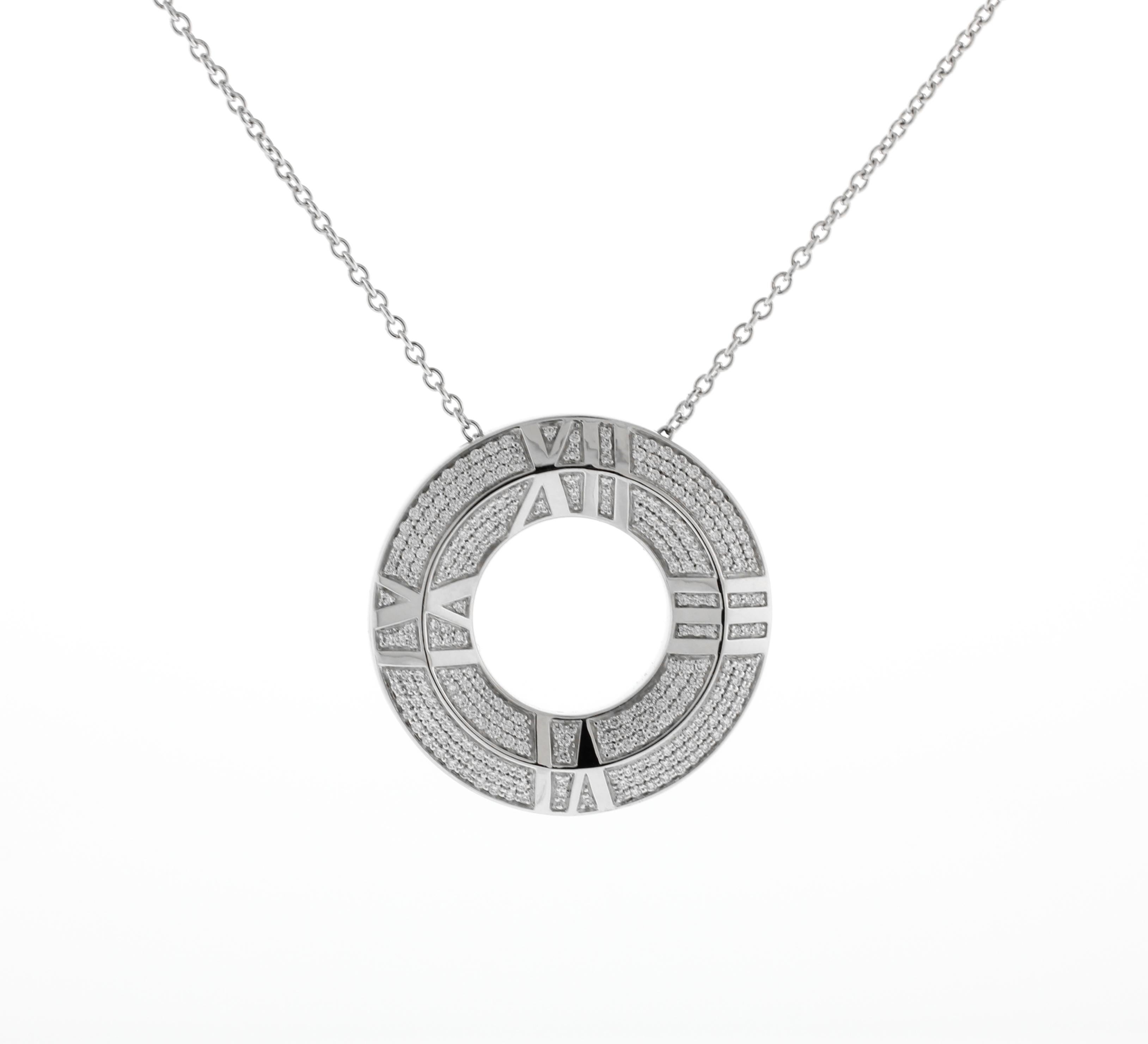 Pendentif en forme de cercle fermé Atlas x de Tiffany & Co. avec diamants pavés Excellent état - En vente à Bethesda, MD