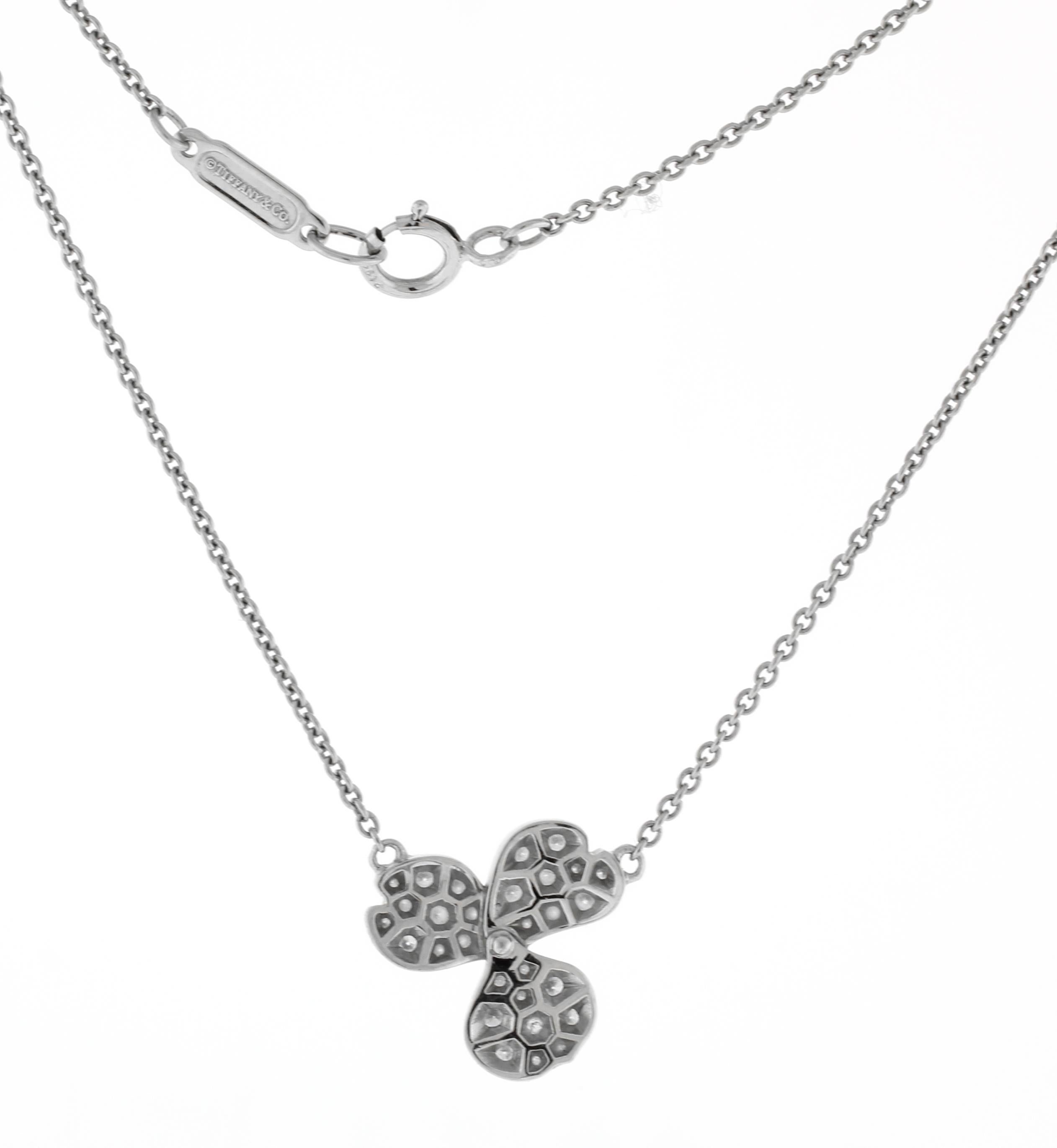 Tiffany & Co.'s Paper Flower Diamond Platinum Pendant In Excellent Condition For Sale In Bethesda, MD