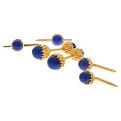 Tiffany & Co. Schlumberger Yellow Gold Schlumberger Acorn Lapis Set Cufflinks