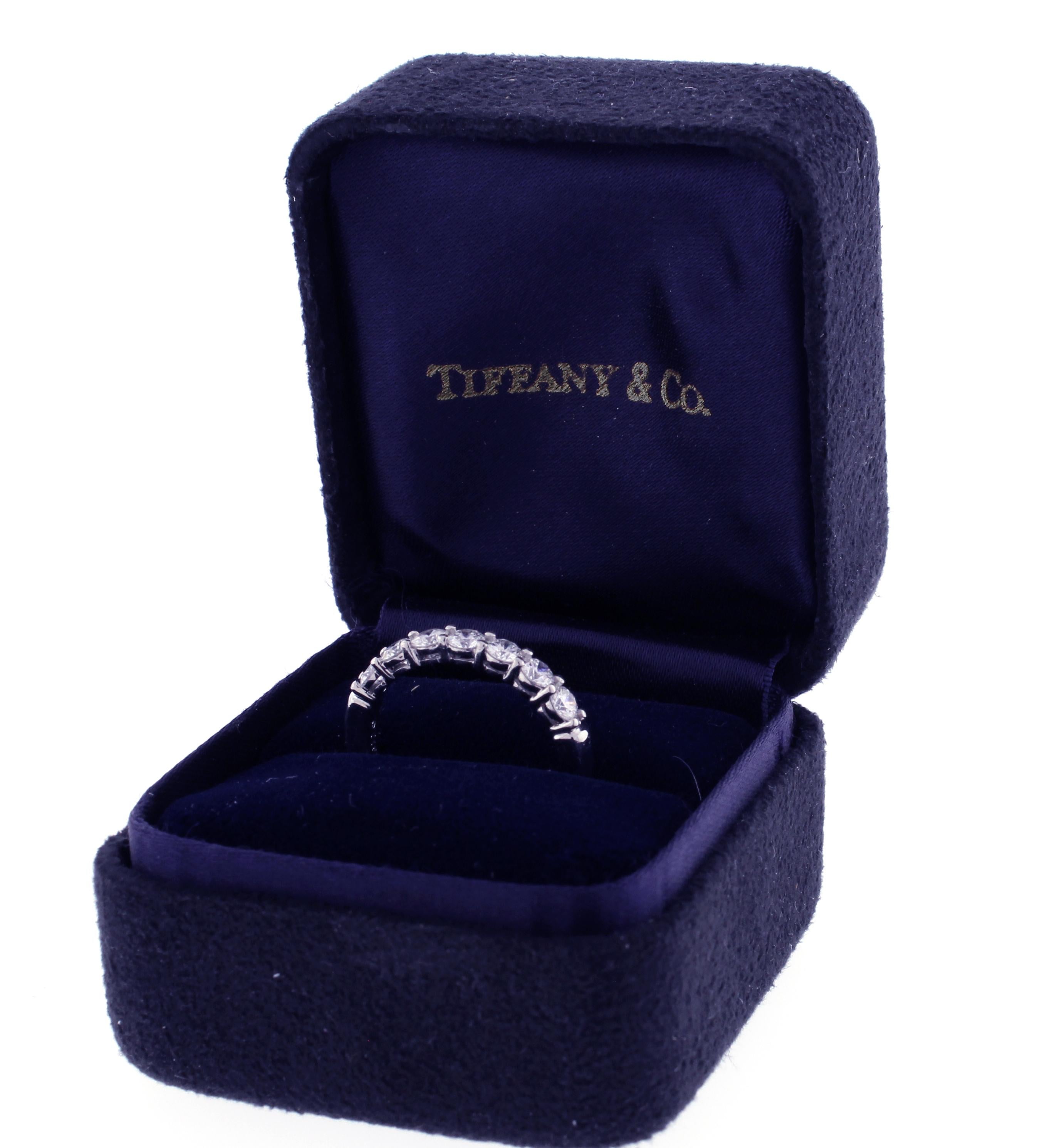Tiffany & Co. Shared Prong Diamond Band Ring In Excellent Condition In Bethesda, MD
