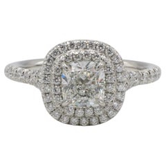 Tiffany & Co.Soleste 0.92 Carat G VVS2 Cushion Halo Platinum Engagement Ring