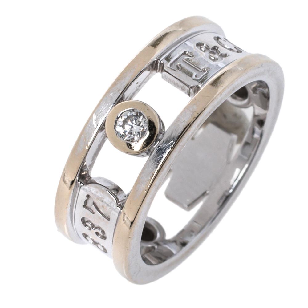 Antique Cushion Cut Tiffany & Co.Tiffany 1837 Diamond 18K White Gold Ring Size 48