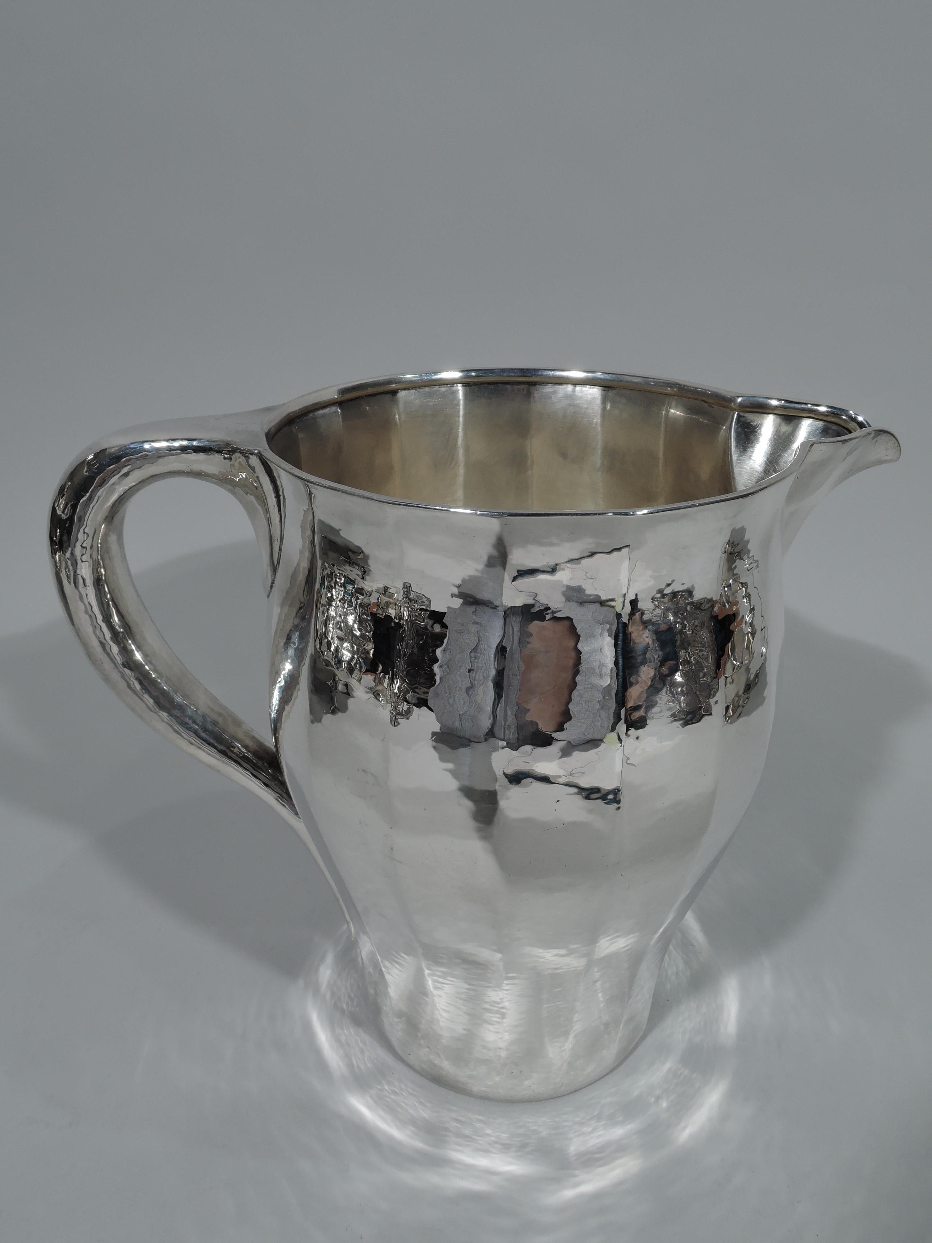 American Tiffany Craftsman Hand-Hammered Water Pitcher with Special Hand Work