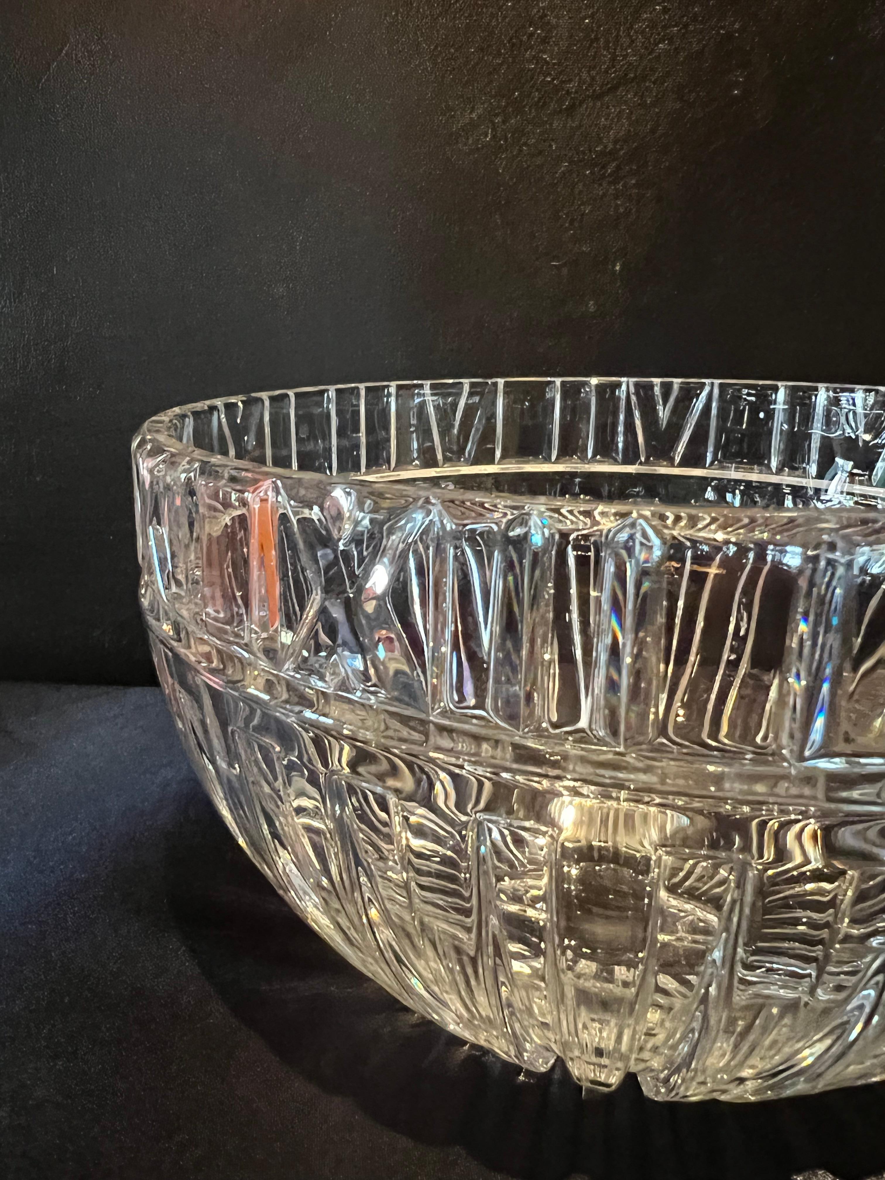 Hand-Crafted Tiffany Crystal Roman Numeral Bowl For Sale