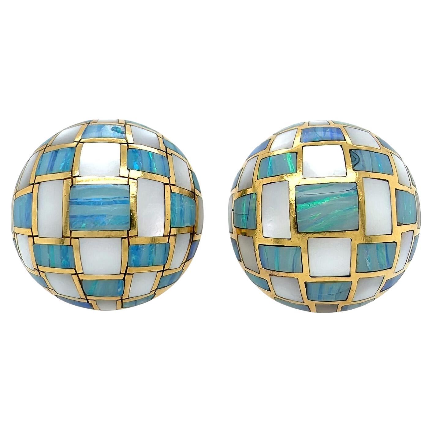 TIFFANY CUMMINGS Mother of Pearl Checkerboard Earrings