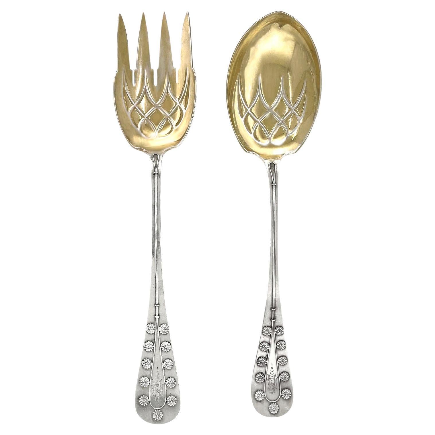 Tiffany "Daisy" Pattern Sterling Salad Set For Sale