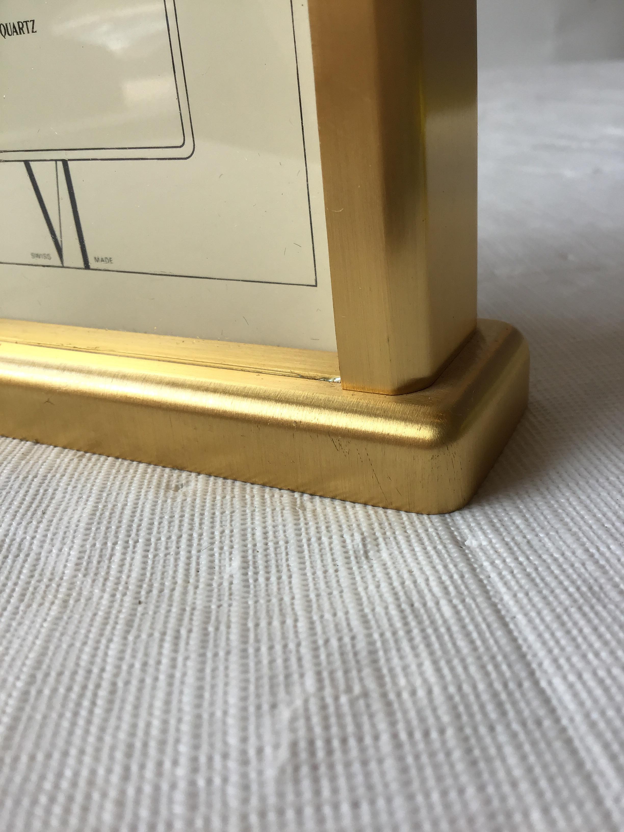 Tiffany  Solid Brass Swiss Desk Clock In Good Condition In Tarrytown, NY