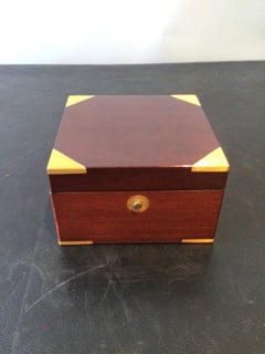 Tiffany & Co. Desk Clock in Mahogany and Brass Box