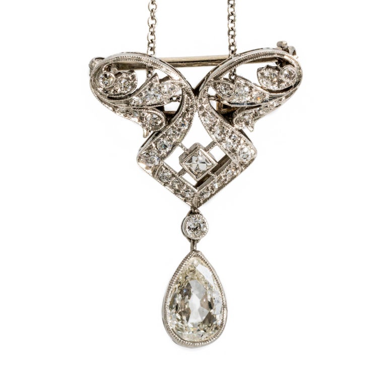 Tiffany Diamond Platinum Teardrop Pendant Pin at 1stDibs tiffany