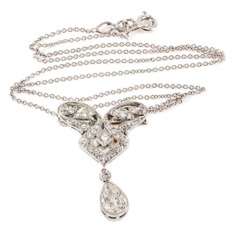Tiffany Diamond Platinum Teardrop Pendant Pin at 1stDibs tiffany