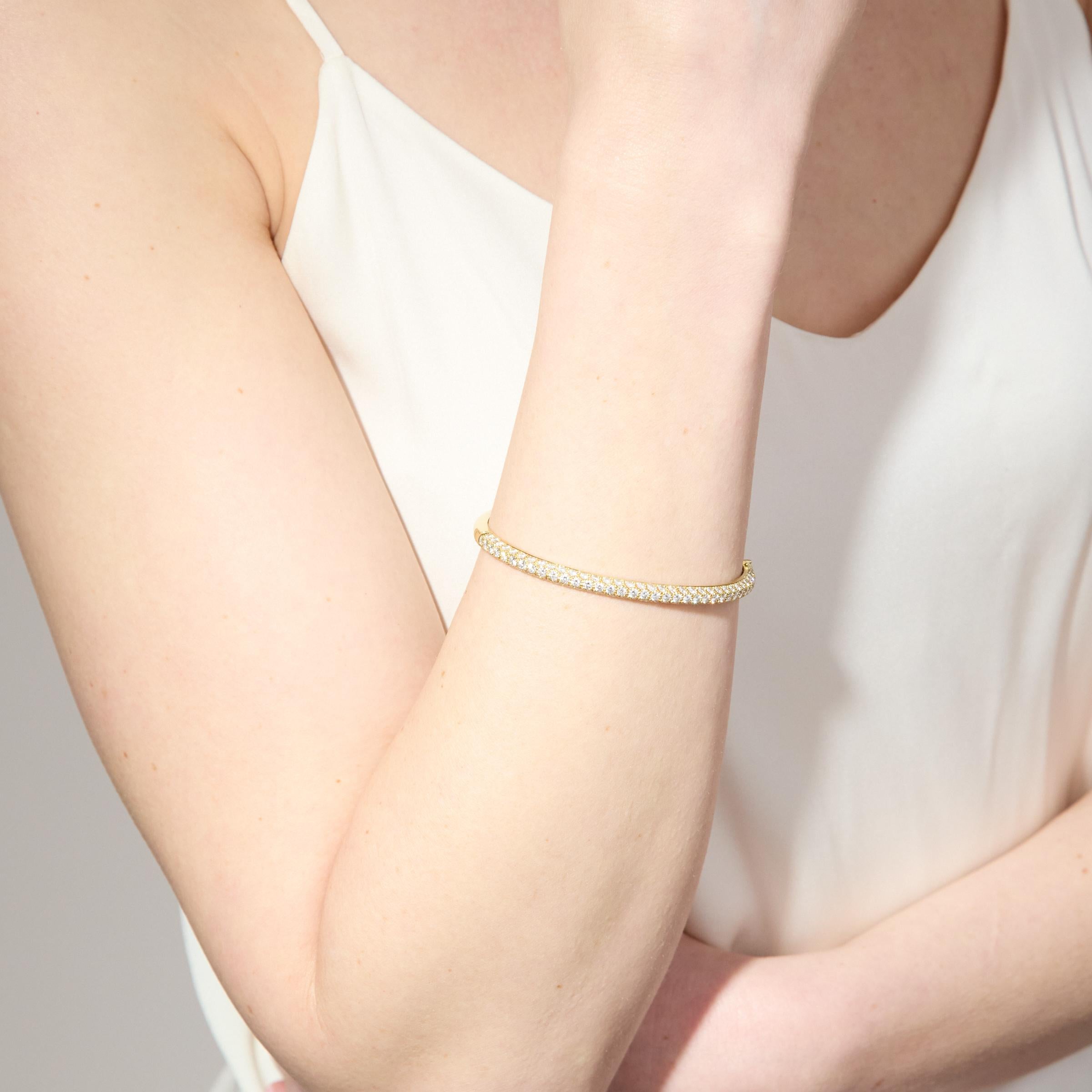 Tiffany Bracelet jonc collection Metro en or jaune 18 carats avec diamants 4 carats en vente 1