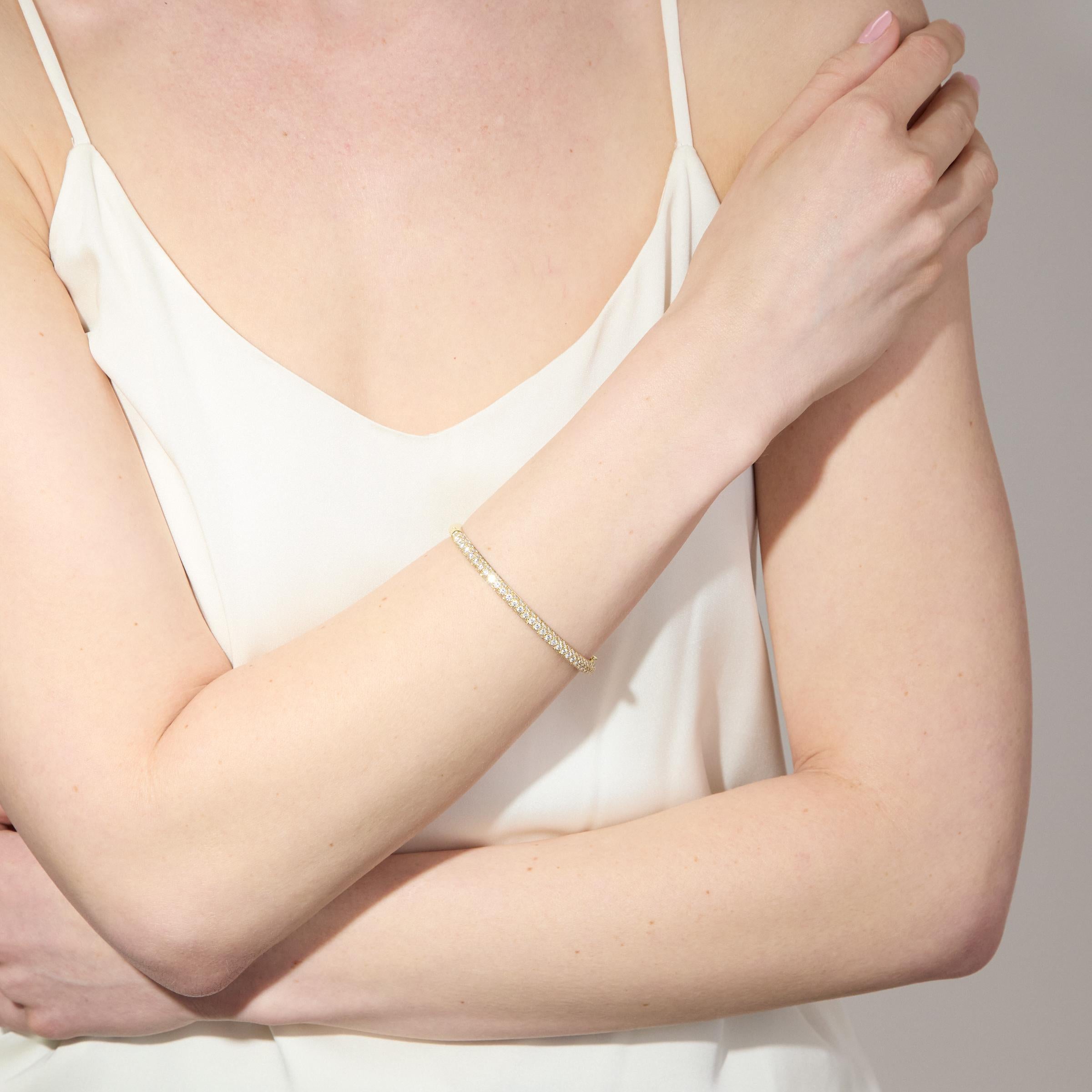 Tiffany Bracelet jonc collection Metro en or jaune 18 carats avec diamants 4 carats en vente 2