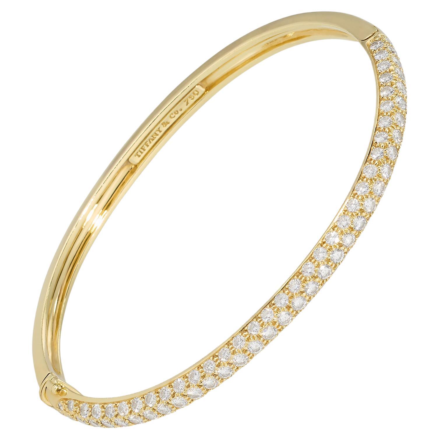 Tiffany Bracelet jonc collection Metro en or jaune 18 carats avec diamants 4 carats en vente