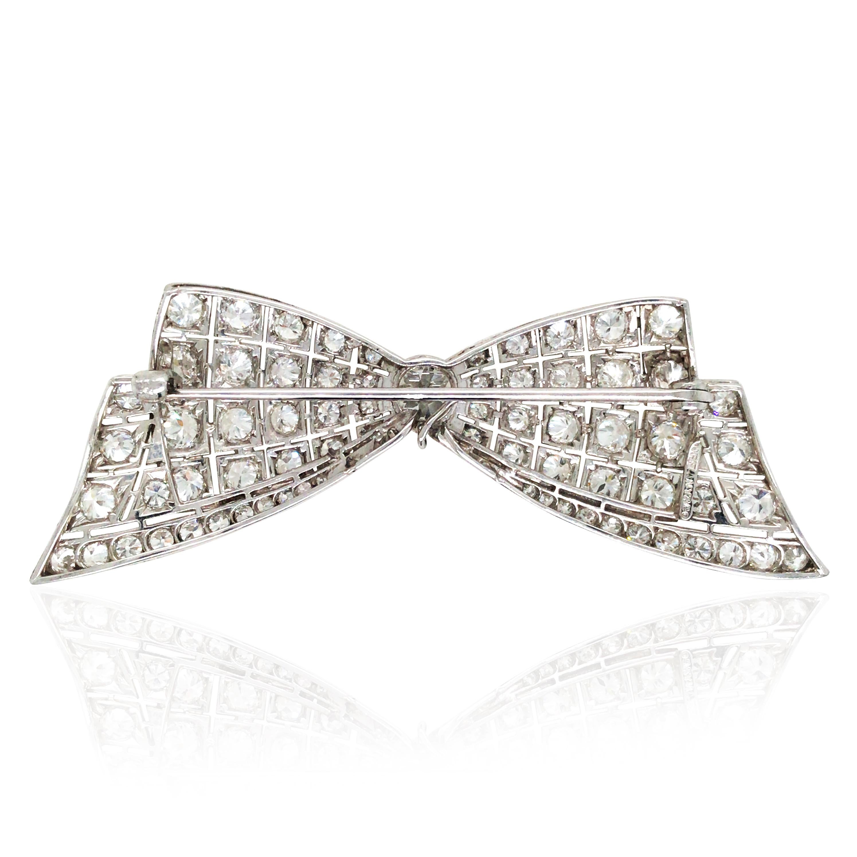 Women's or Men's Tiffany, Diamond Bow Brooch For Sale