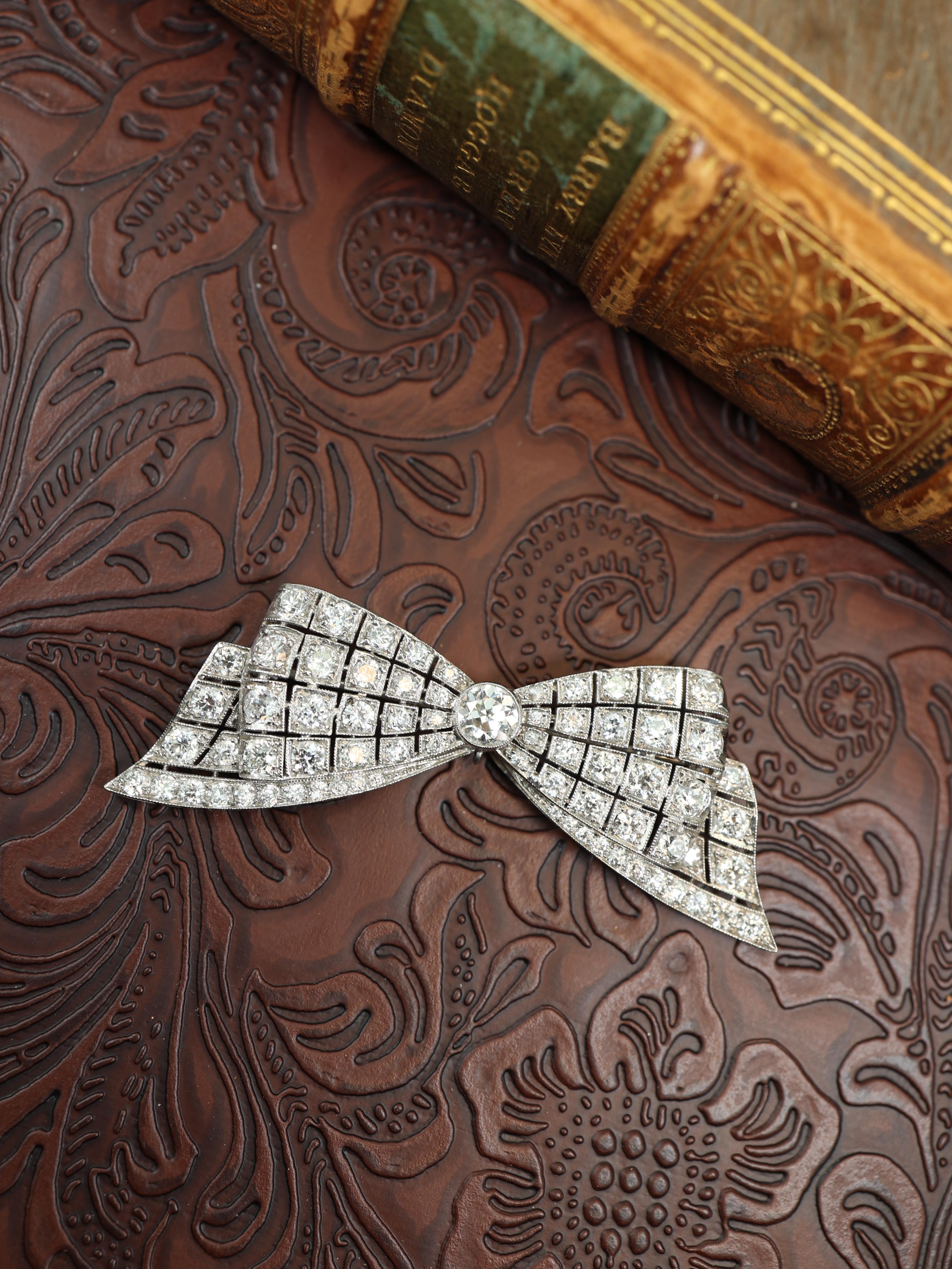 Tiffany, Diamond Bow Brooch For Sale 1