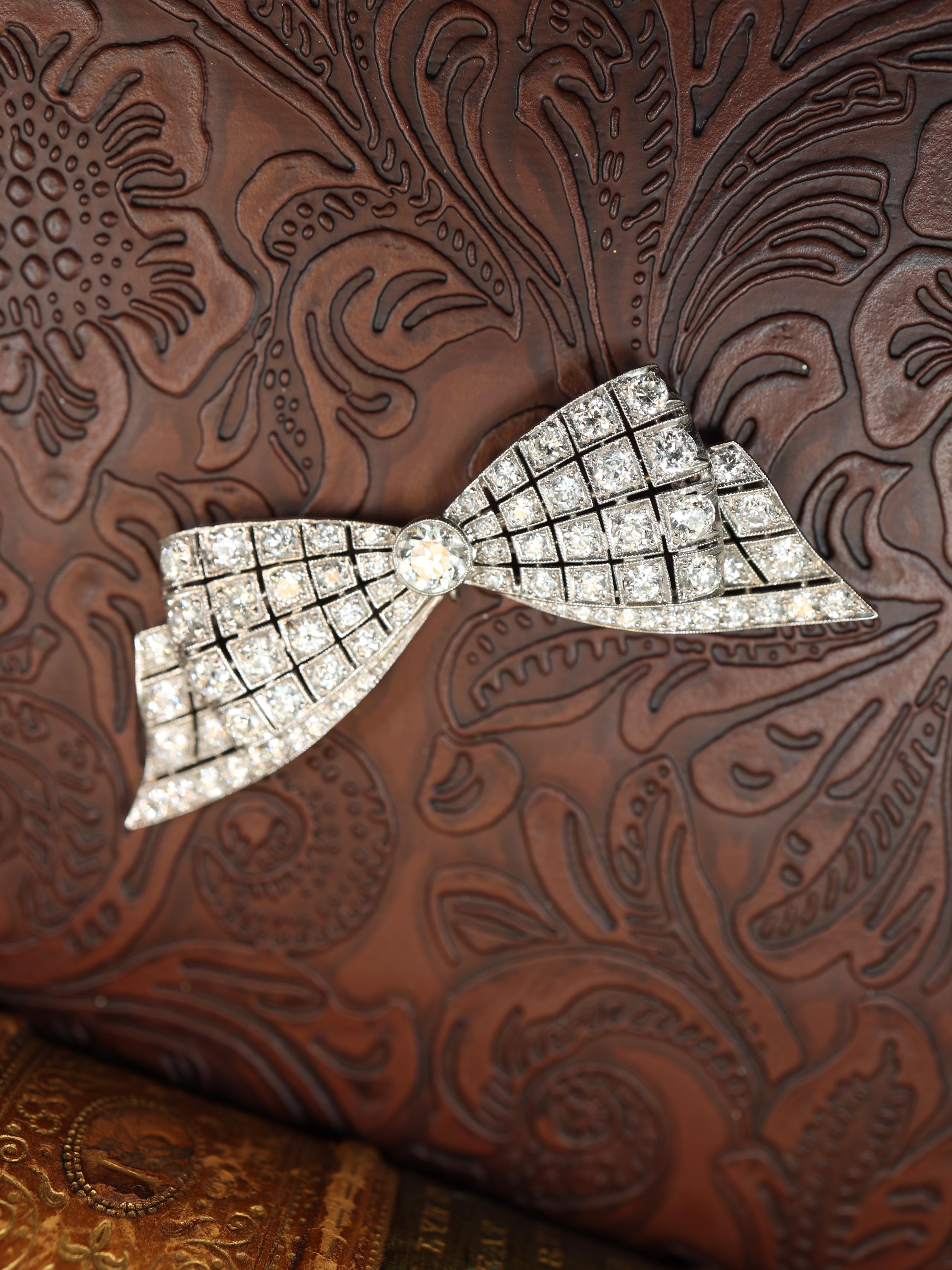 Tiffany, Diamond Bow Brooch For Sale 2