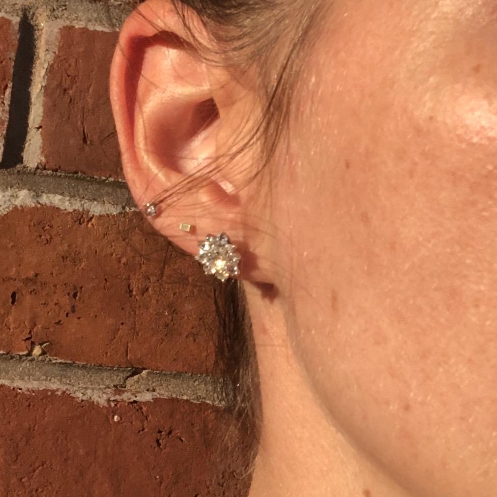 Pear Cut Tiffany & Co. Diamond Cluster Stud Earrings in Original Box