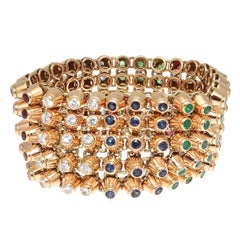 Tiffany Diamond Emerald Ruby Sapphire Gold Bracelet