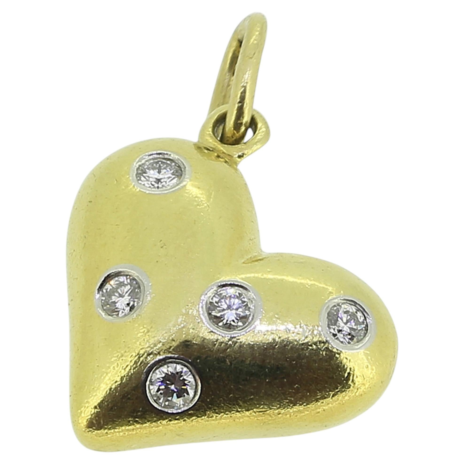 Tiffany Diamond Etoile Heart Charm Pendant For Sale