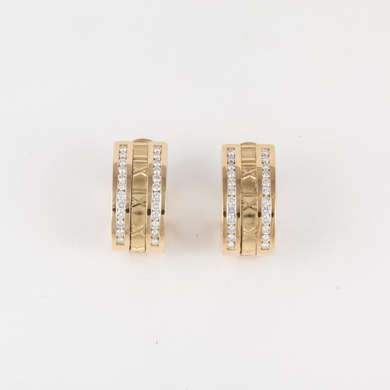 Tiffany Diamond Gold Atlas Half Hoop Earrings at 1stDibs gold half