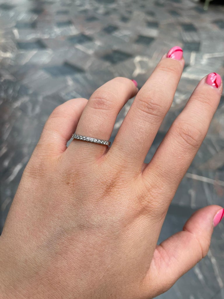 Round Cut Tiffany & Co Diamond Platinum Half Eternity Ring For Sale