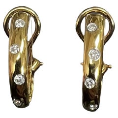 Tiffany & Co. Diamond Yellow Gold Etoile Clip on Hoop Earrings