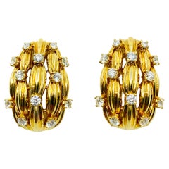 Vintage Tiffany Earrings Gold Diamond