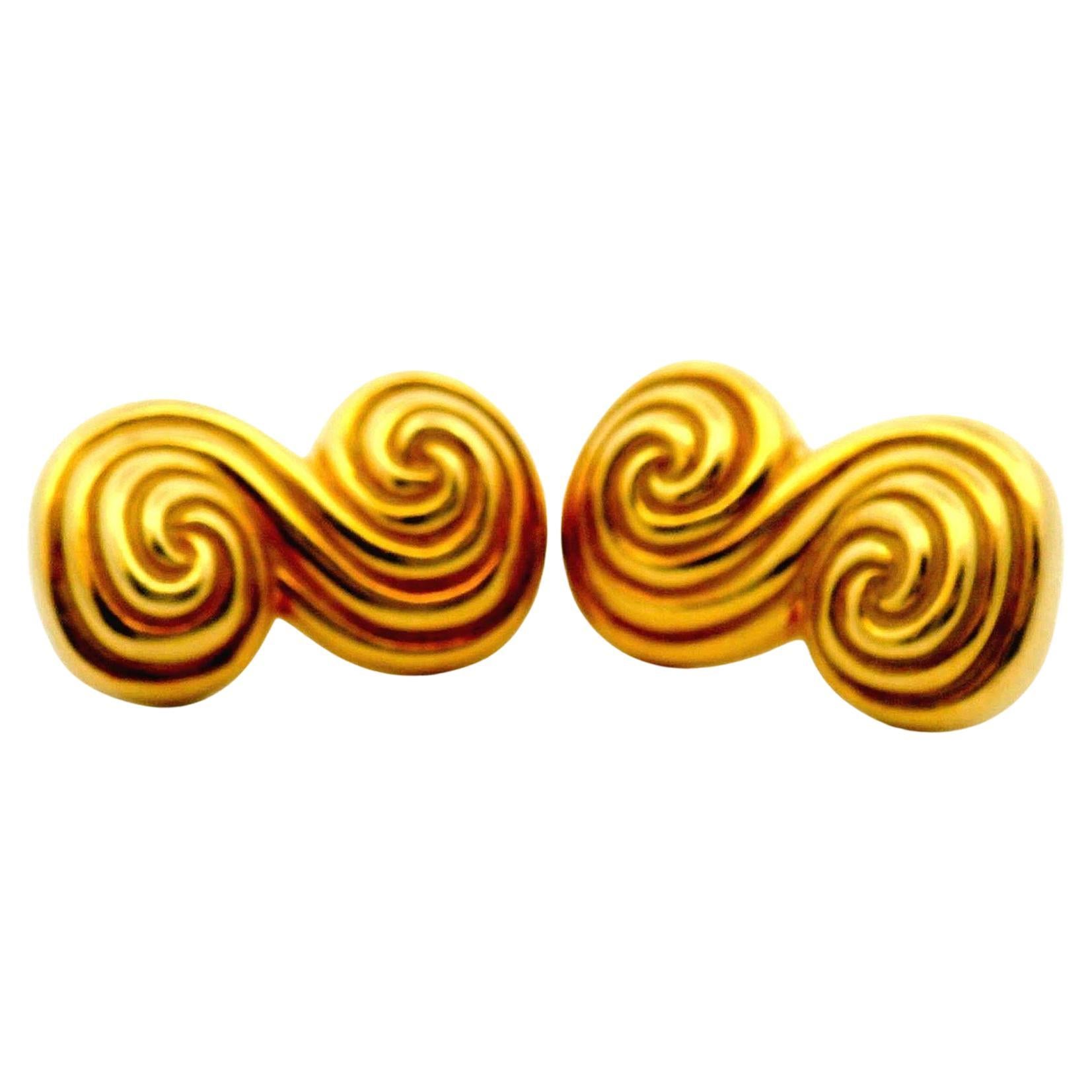 Tiffany Earrings Spiro estate Clip-backs 18K Yellow Gold