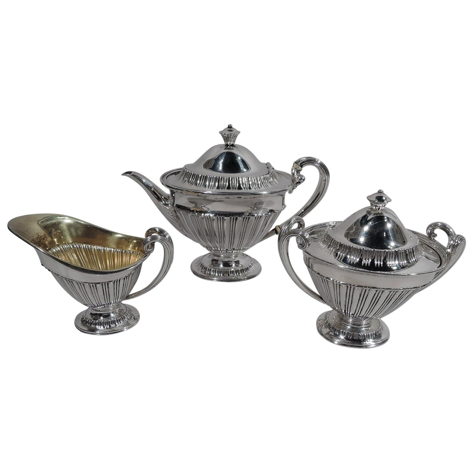 Tiffany Edwardian Classical Sterling Silver 3-Piece Bachelor Tea Set