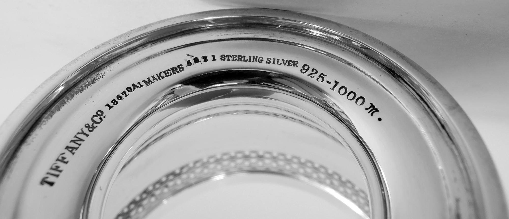 Tiffany Edwardian Classical Sterling Silber Kaviar Schale auf Platte im Angebot 4