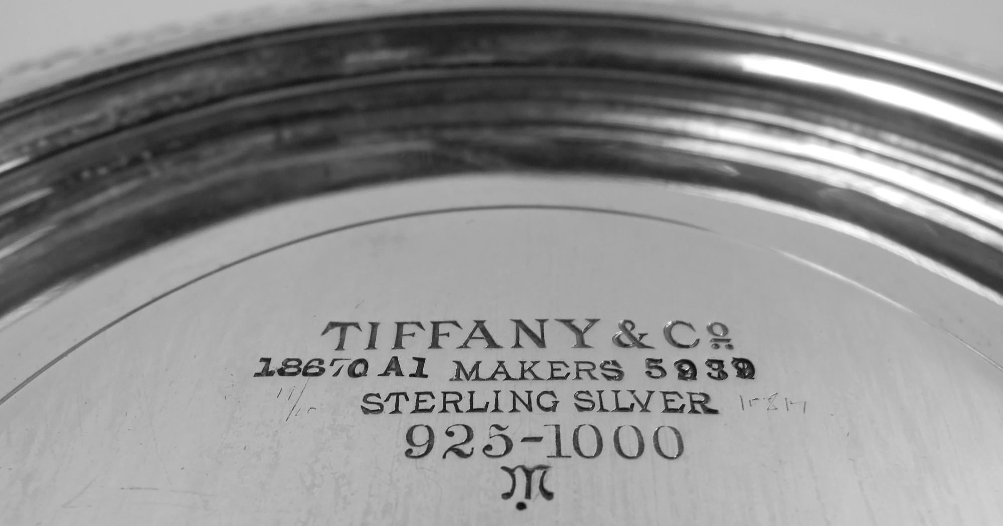 Tiffany Edwardian Classical Sterling Silber Kaviar Schale auf Platte im Angebot 5