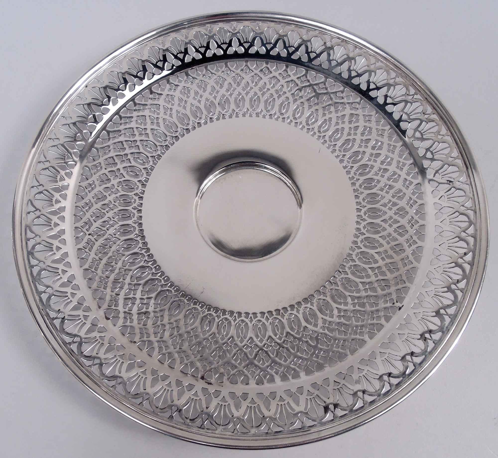 Tiffany Edwardian Classical Sterling Silber Kaviar Schale auf Platte im Angebot 3