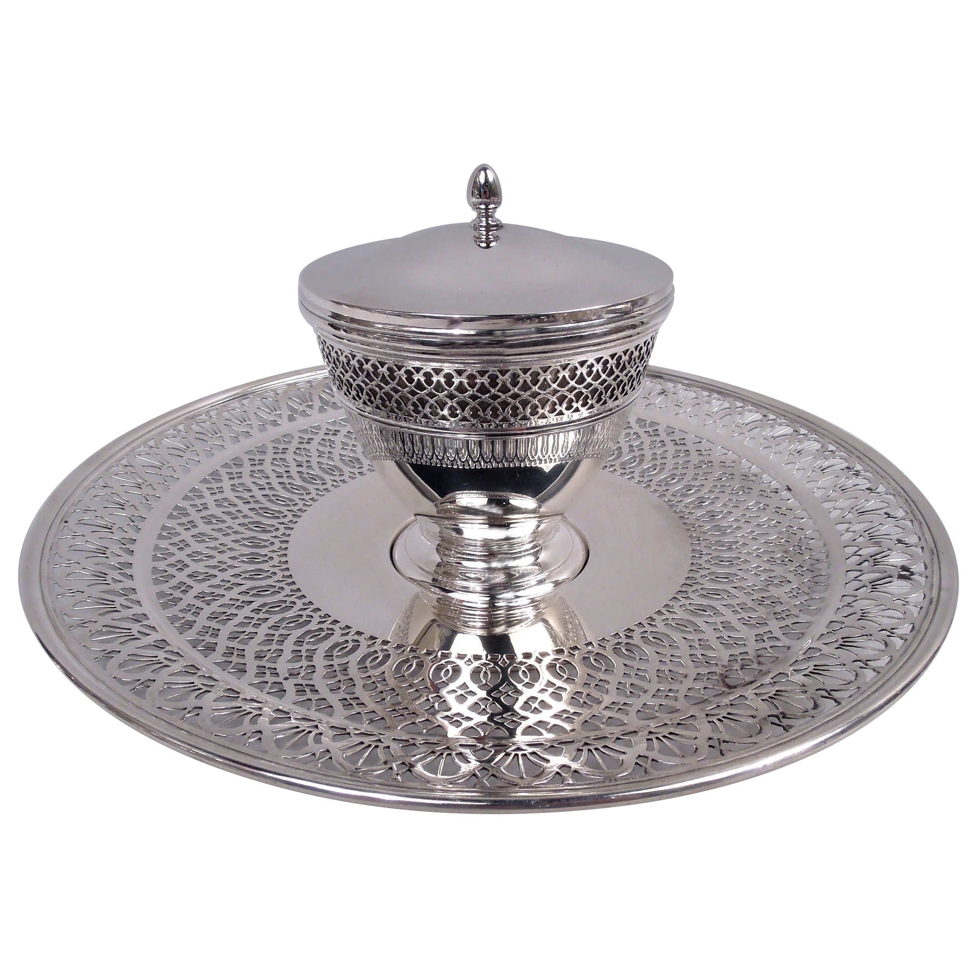 Tiffany Edwardian Classical Sterling Silber Kaviar Schale auf Platte