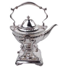 Antique Tiffany Edwardian Classical Sterling Silver Tea Kettle on Stand