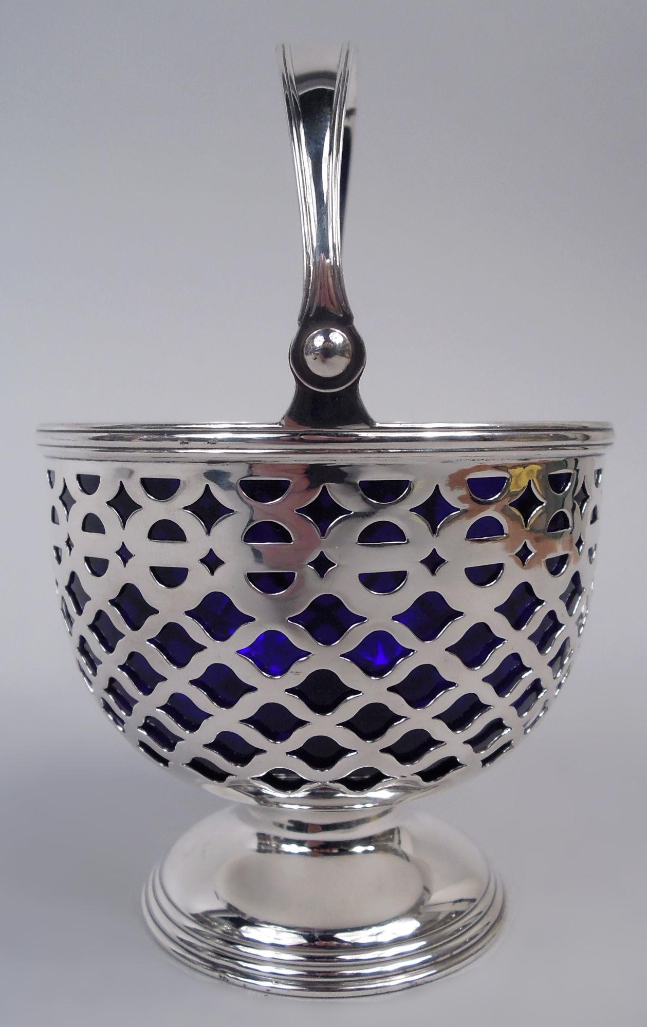 Neoclassical Tiffany Edwardian Georgian Pierced Sterling Silver Sugar Basket For Sale