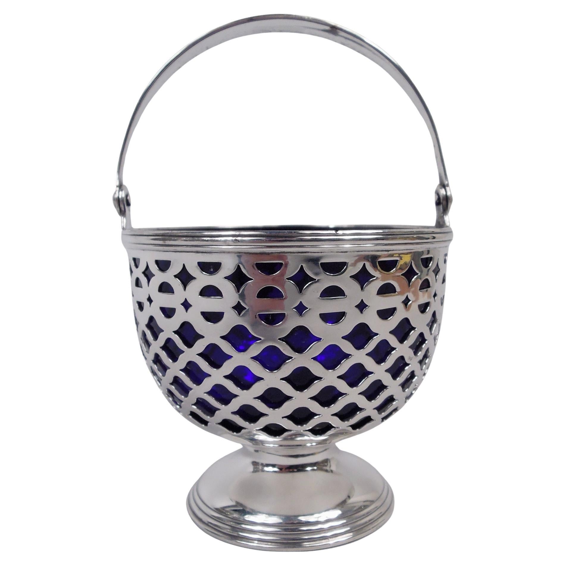 Tiffany Edwardian Georgian Pierced Sterling Silver Sugar Basket For Sale