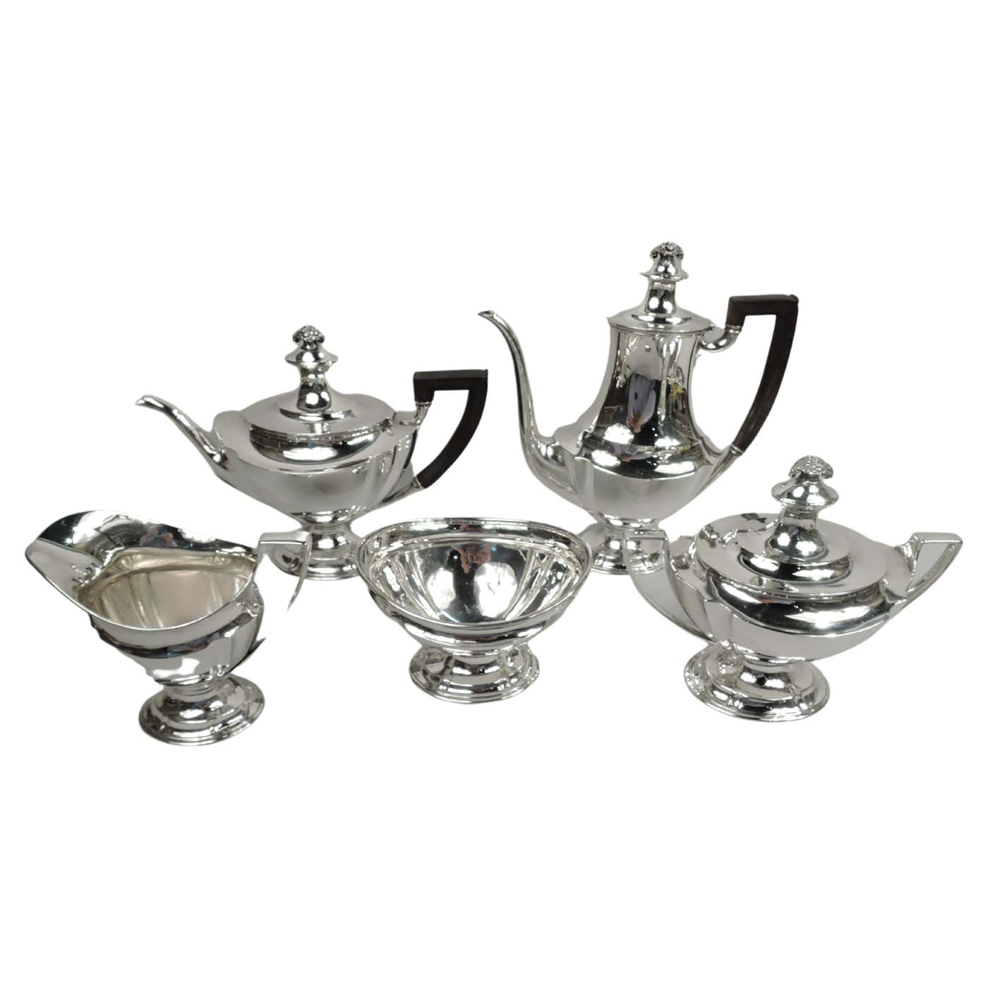 Regency Tea Set Tiffany Edwardian Regency Coffee and Tea Set with Flower Basket Finial ...