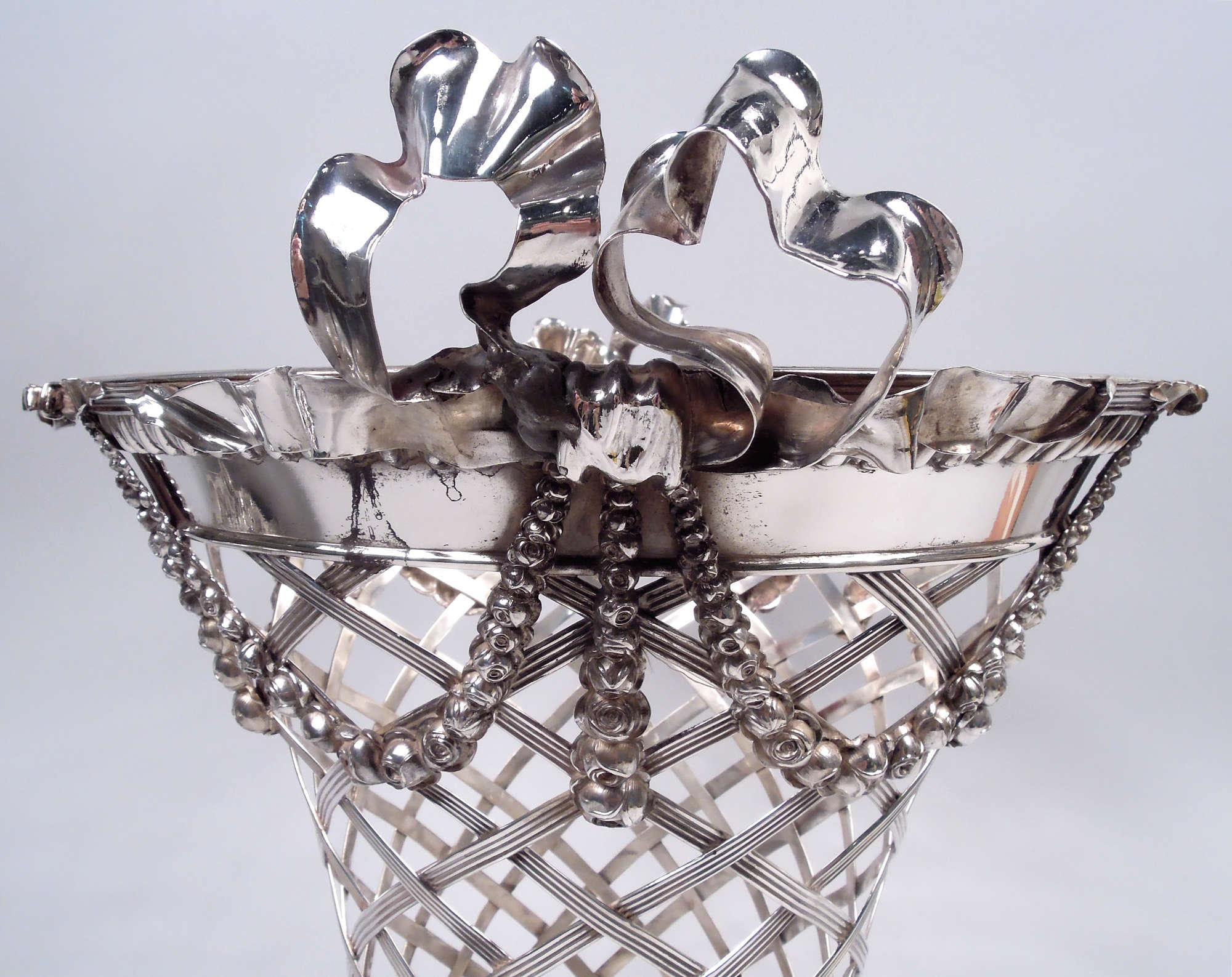 Édouardien Corbeille à papier Boudoir Tiffany Edwardian Regency Sterling Silver en vente