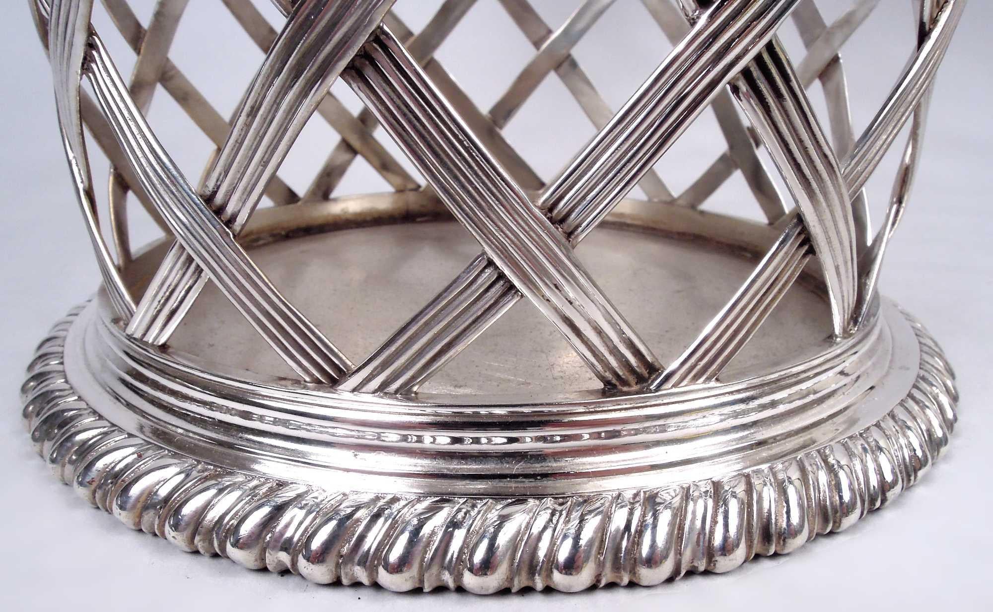 Corbeille à papier Boudoir Tiffany Edwardian Regency Sterling Silver Bon état - En vente à New York, NY