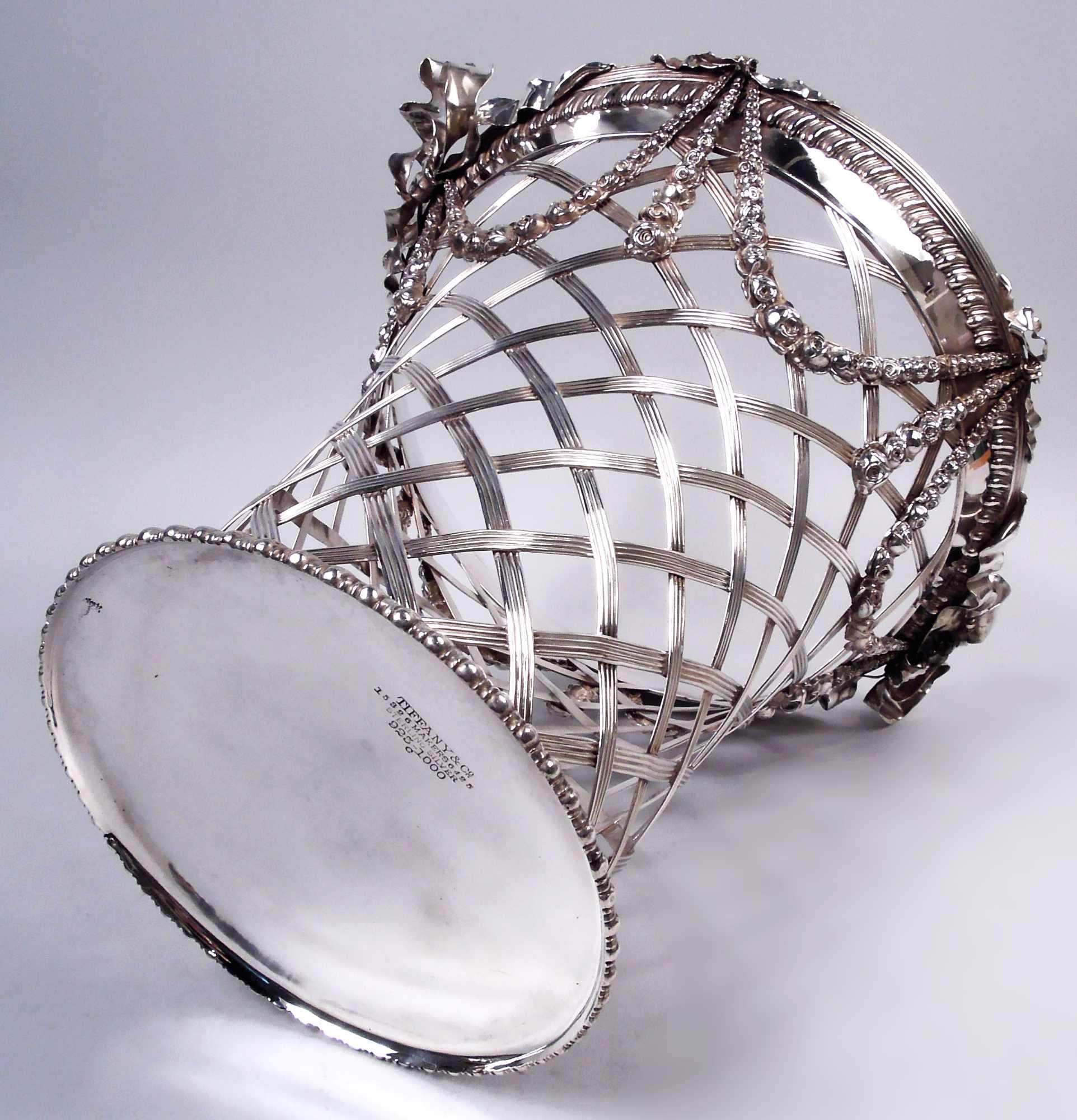 Argent sterling Corbeille à papier Boudoir Tiffany Edwardian Regency Sterling Silver en vente