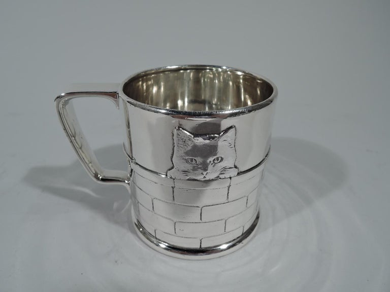 Tiffany Edwardian Sterling Silver Baby Cup with Peekaboo Kitty Cat For