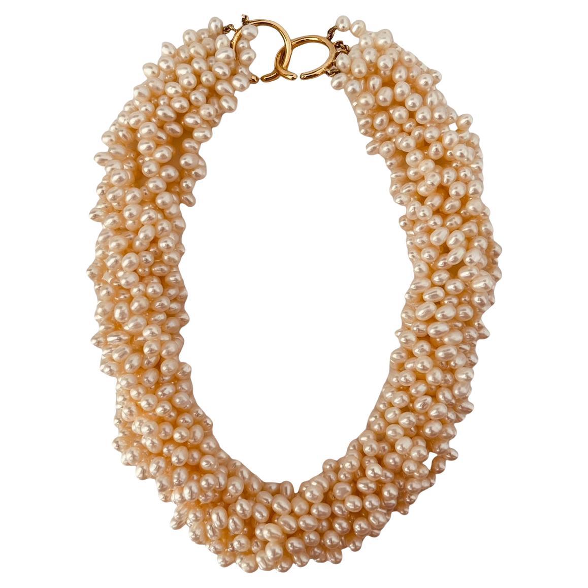 TIFFANY Collier de perles d'eau douce à huit brins et cercles imbriqués en or 18 carats