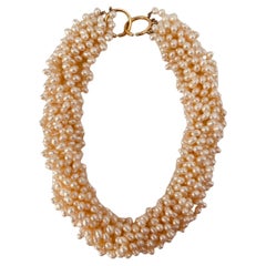 TIFFANY Eight-strand Freshwater Pearl Necklace To 18ct Gold Interlocking Hoops